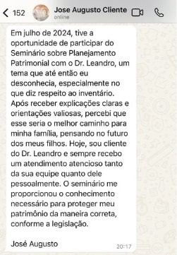 Depoimento positivo de participante do seminário