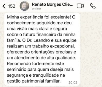 Depoimento positivo de participante do seminário